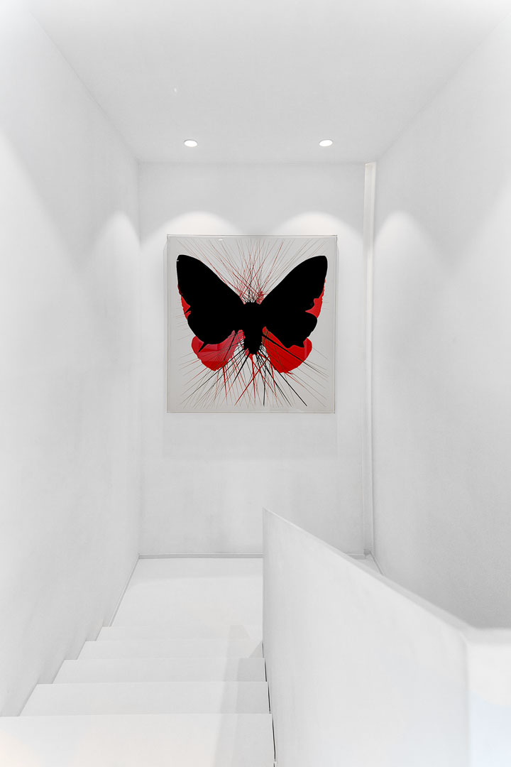professional real estate photo of stairs inside a private villa in Ibiza
